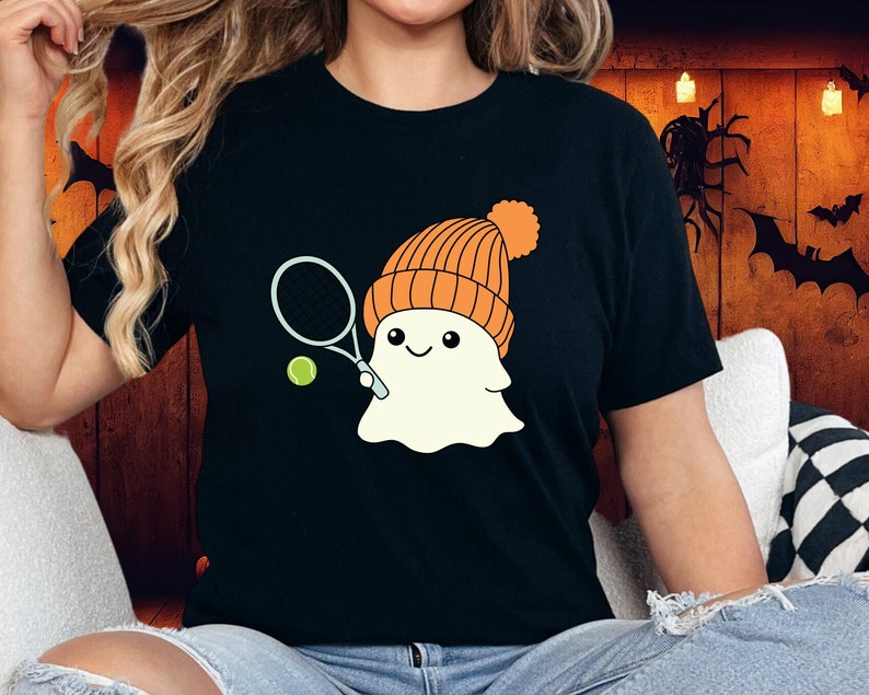 Retro Ghost Halloween Tennis  T-shirts