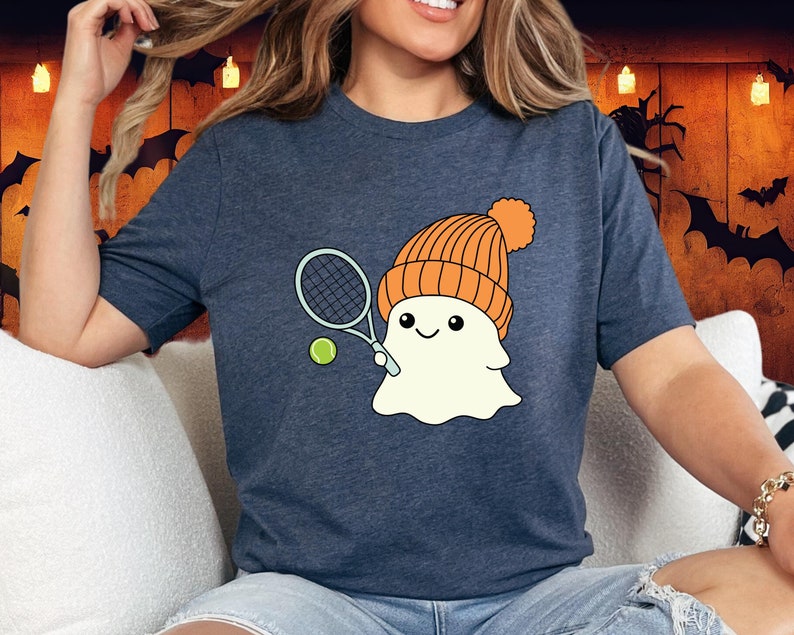 Retro Ghost Halloween Tennis  T-shirts