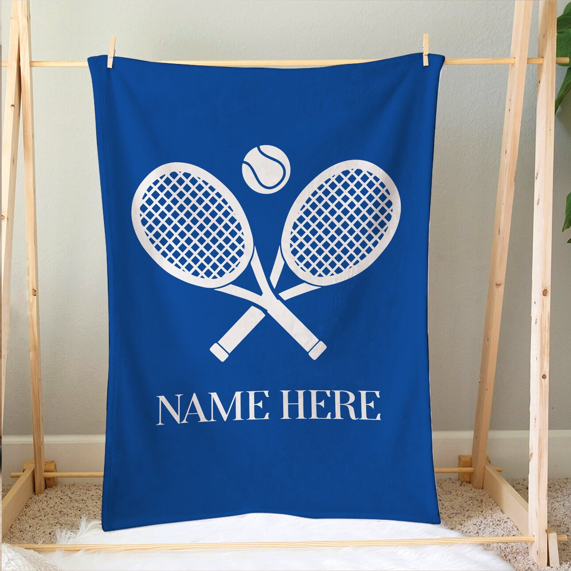 Personalized Tennis Blanket, Custom Name Soft Cozy Sherpa Fleece Throw Blanket, Tennis Gift for Dad, Mom, Husband, Boyfriend, Son, Daughter