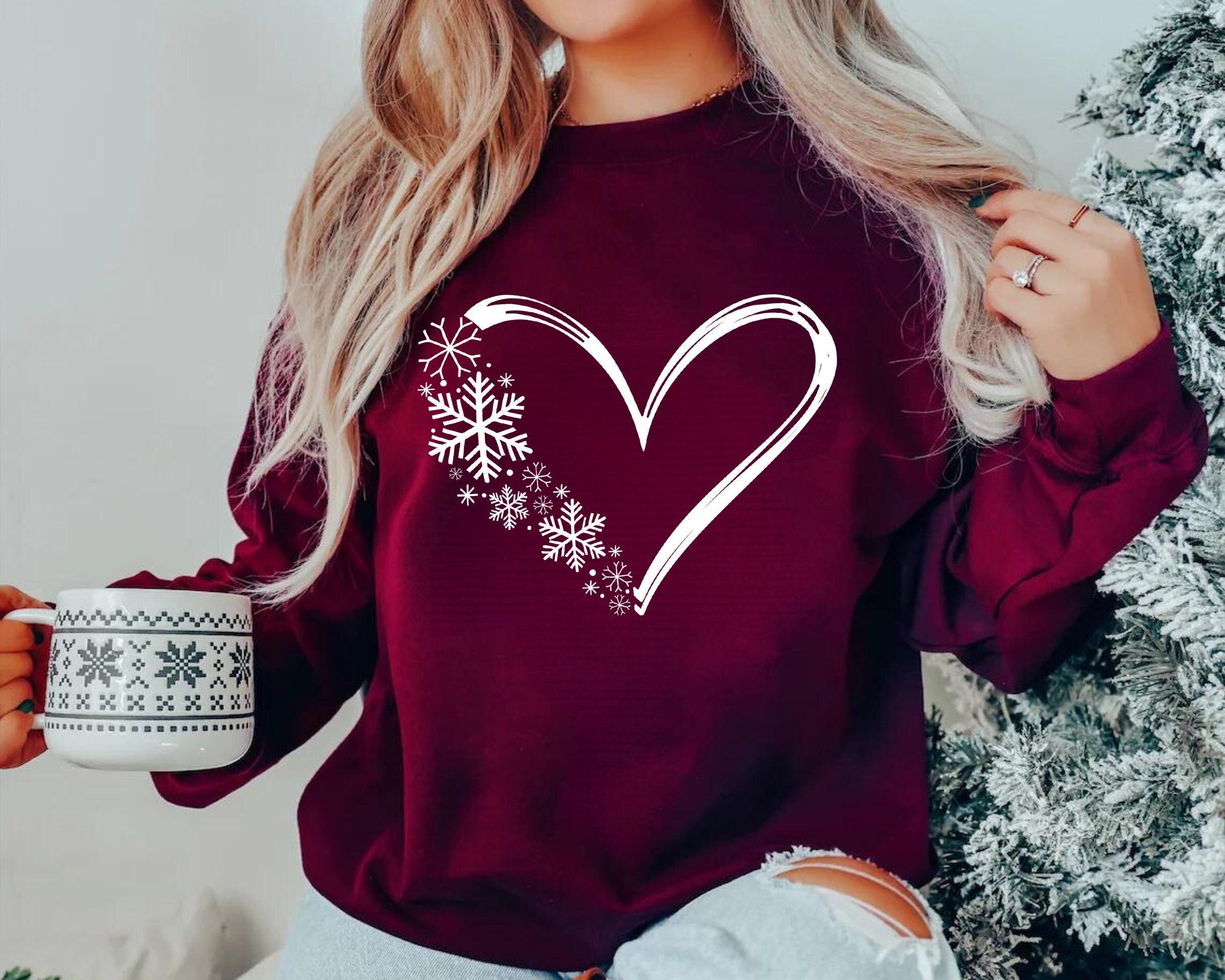 Snow Flake Heart Sweatshirt