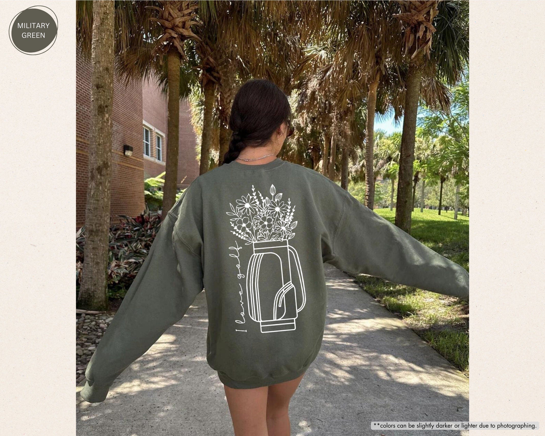 I Love Golf，Floral Golf Bag Sweatshirt