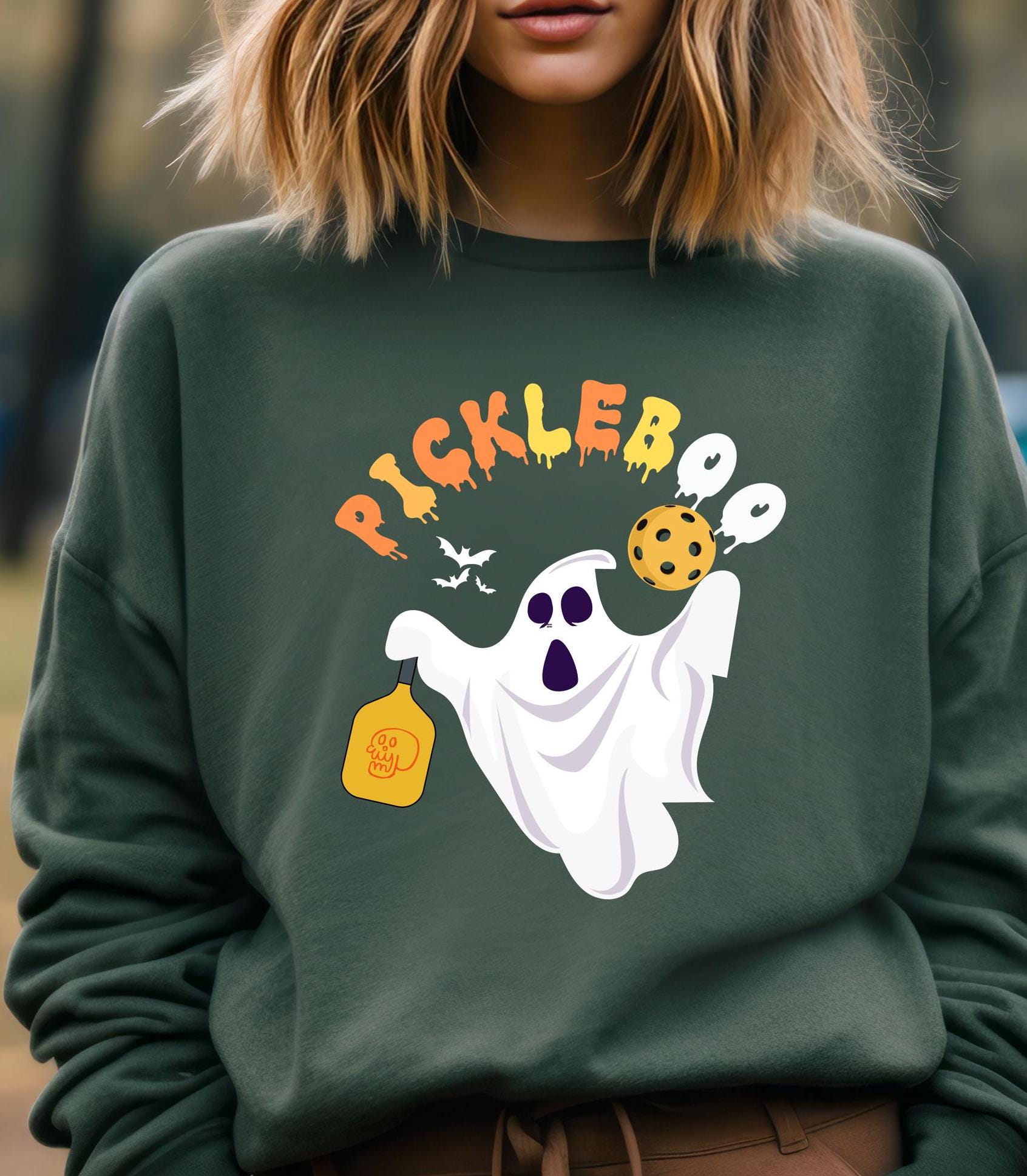 Funny Ghost Halloween Pickleball Sweatshirt